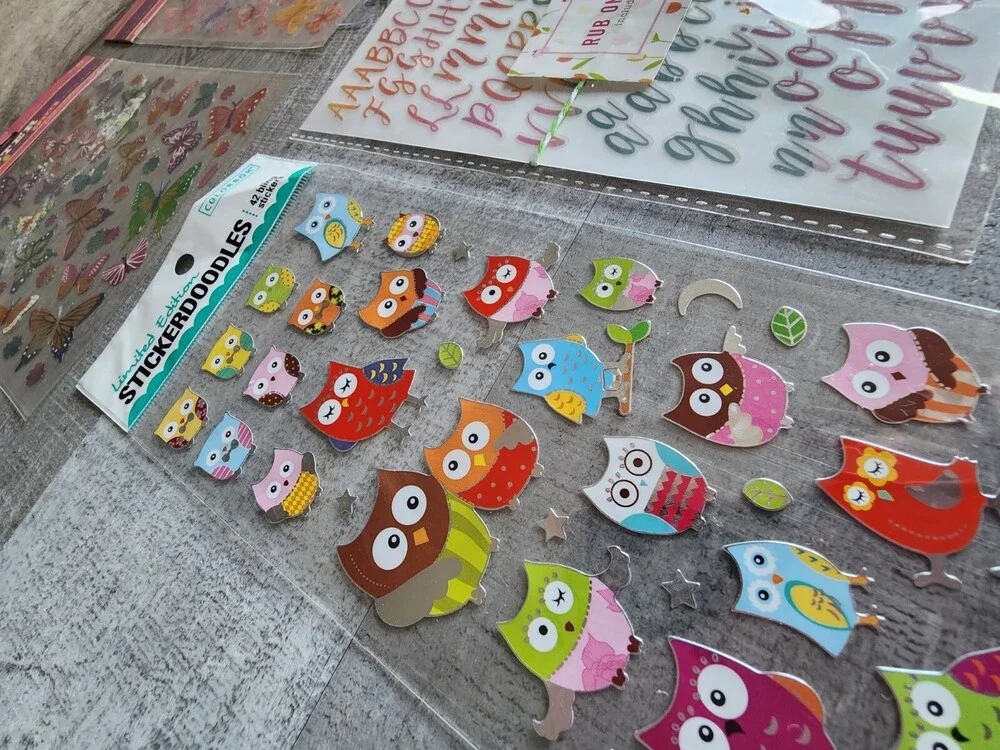 Scrapbook Stickers LOT - Girls Pink Kids Unicorn Owls Hearts Retired NEW #34